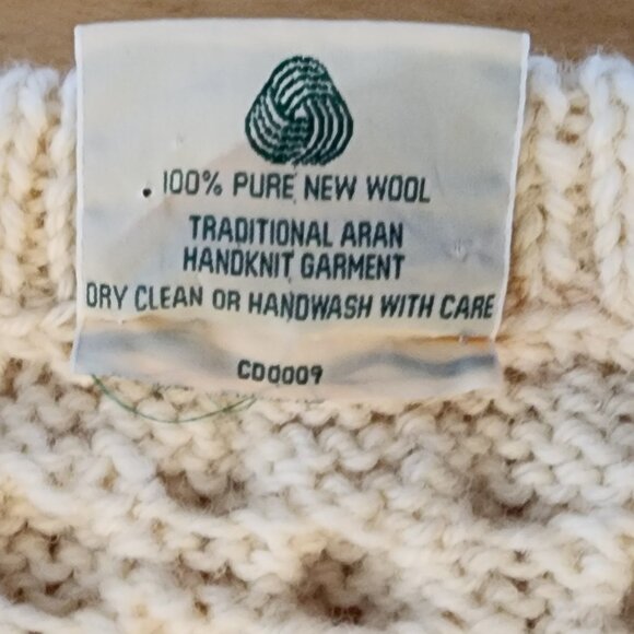 Blarney Woollen Mills Aran Fisherman Cable Knit Wool Cardigan Sweater Ireland S - Picture 3 of 13